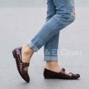 Zodiac Indira Vegan Patent Mary Jane Flats Burgundy Buckle 7.5M New With Box
